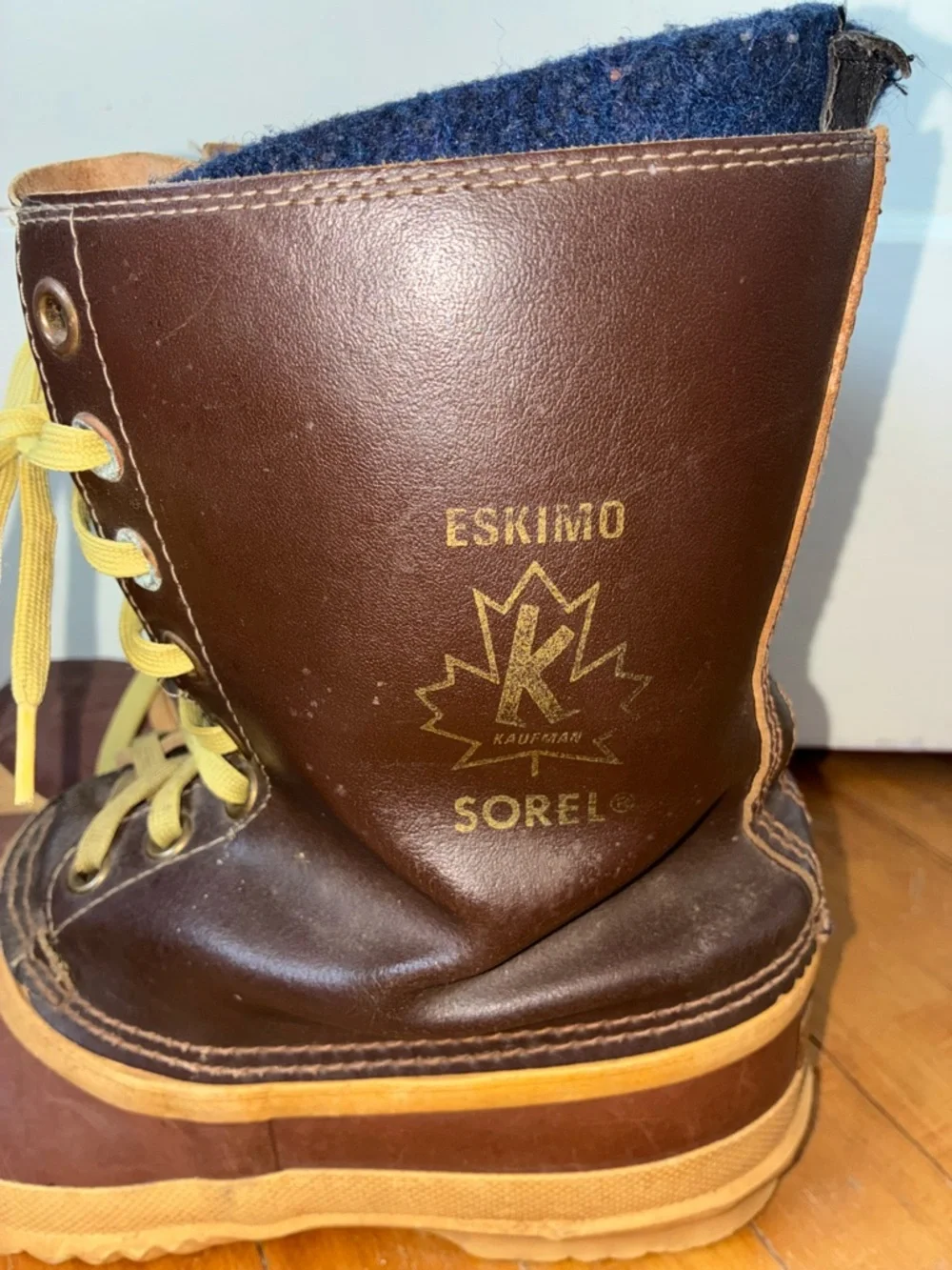 Vintage Sorel Kaufman Eskimo Winter Duck Boots Wool Liner Mens 10.5/11